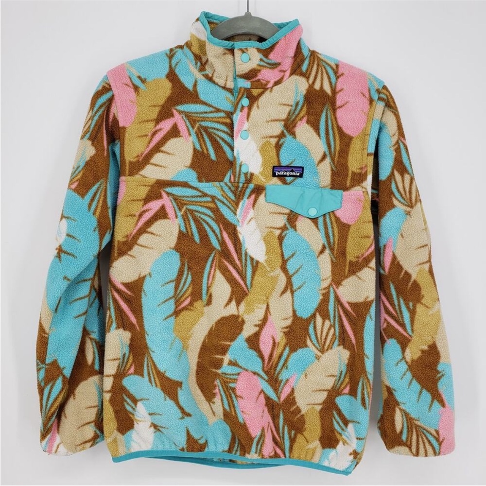 Patagonia Women's Fleece Hoodie - Blue, Pink, Brown Synchilla